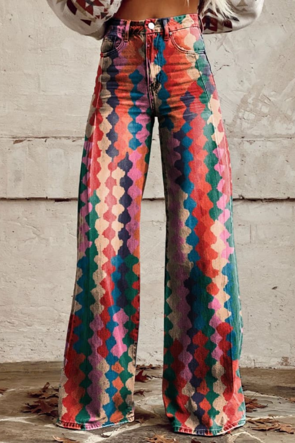 Women's Striking Geometric Print Casual Wide Leg Pants