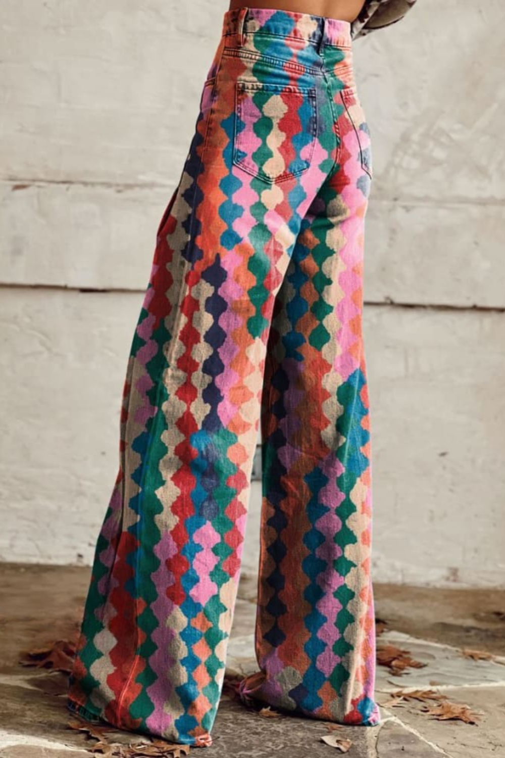 Women's Striking Geometric Print Casual Wide Leg Pants