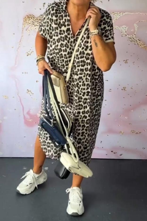 Melrose - Leopard-Print Midi Dress