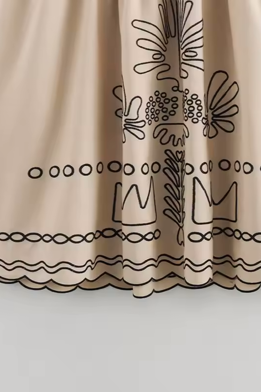 Phoebe - Embroidered A-Line Midi Dress