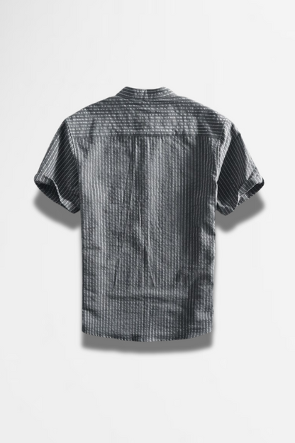 Harrison - Striped Band Collar Shirt