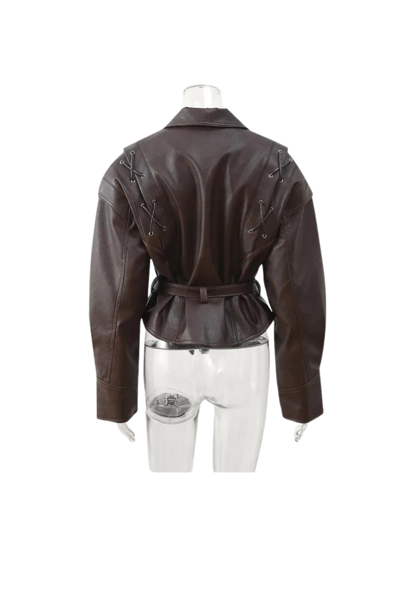 Hana - Belted Leather Jacket