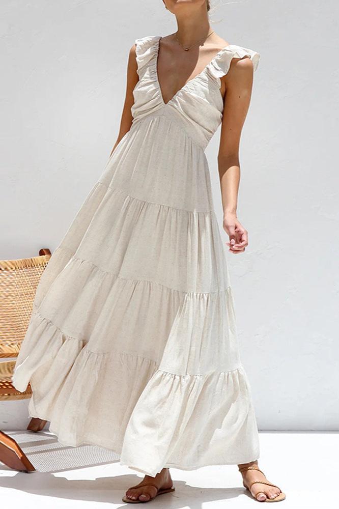 Nia - Ruffled Straps Maxi Dress