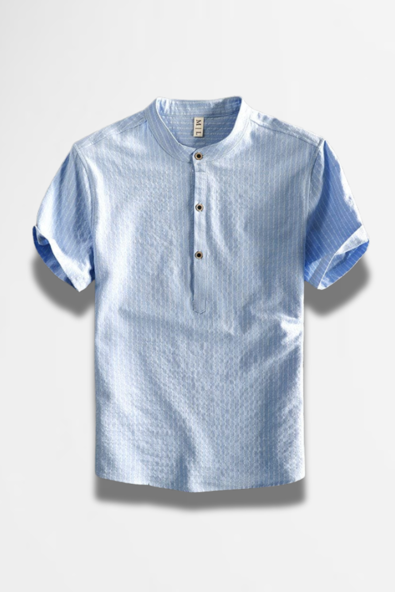 Harrison - Striped Band Collar Shirt