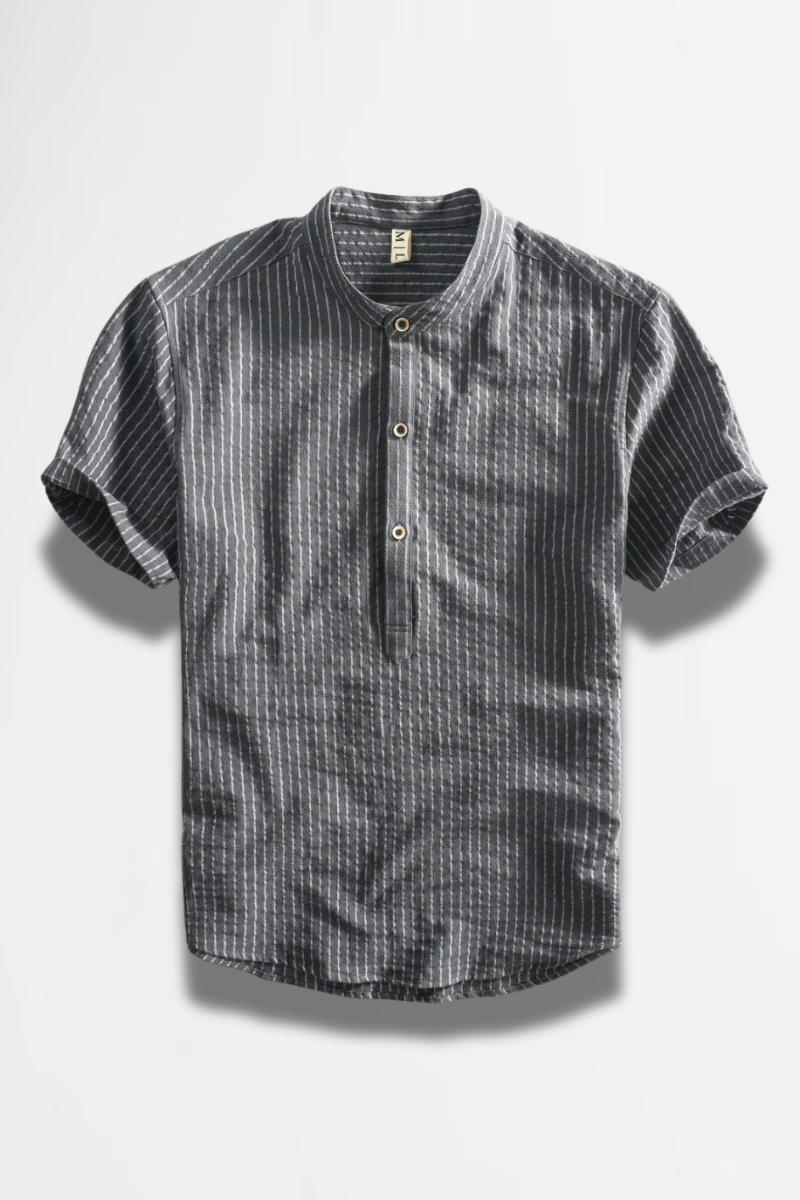 Harrison - Striped Band Collar Shirt