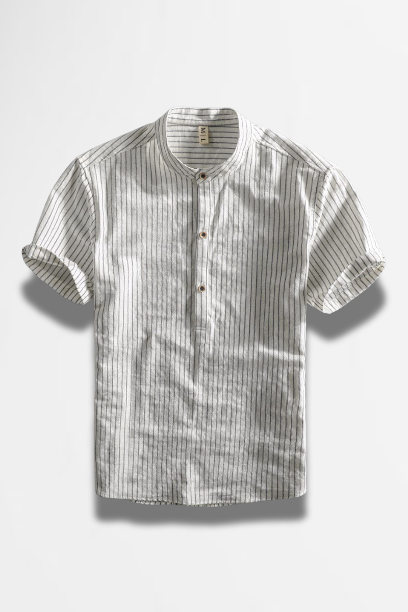 Harrison - Striped Band Collar Shirt