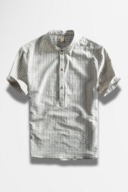 Harrison - Striped Band Collar Shirt