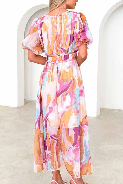 Lotte - Pastel Abstract Midi Dress