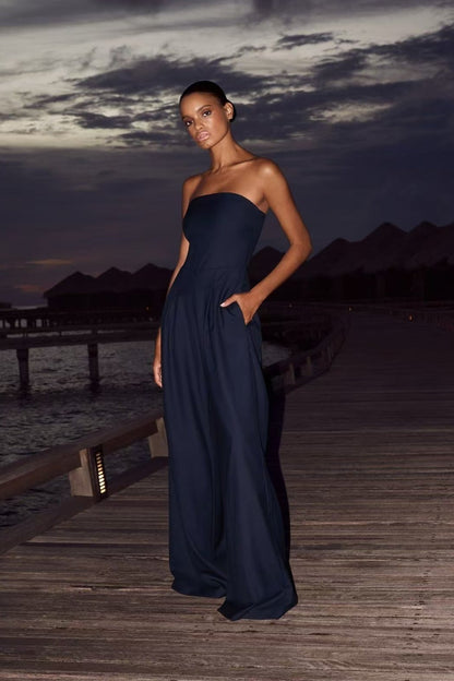 Zuri - Strapless Wide-Leg Jumpsuit with Fitted Bodice