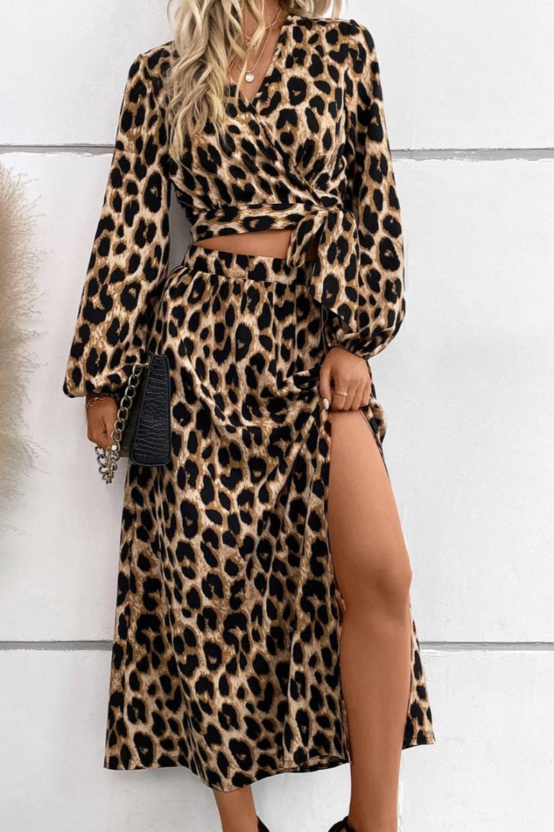 Irina - Leopard Wrap Dress With A Stylish Front Slit