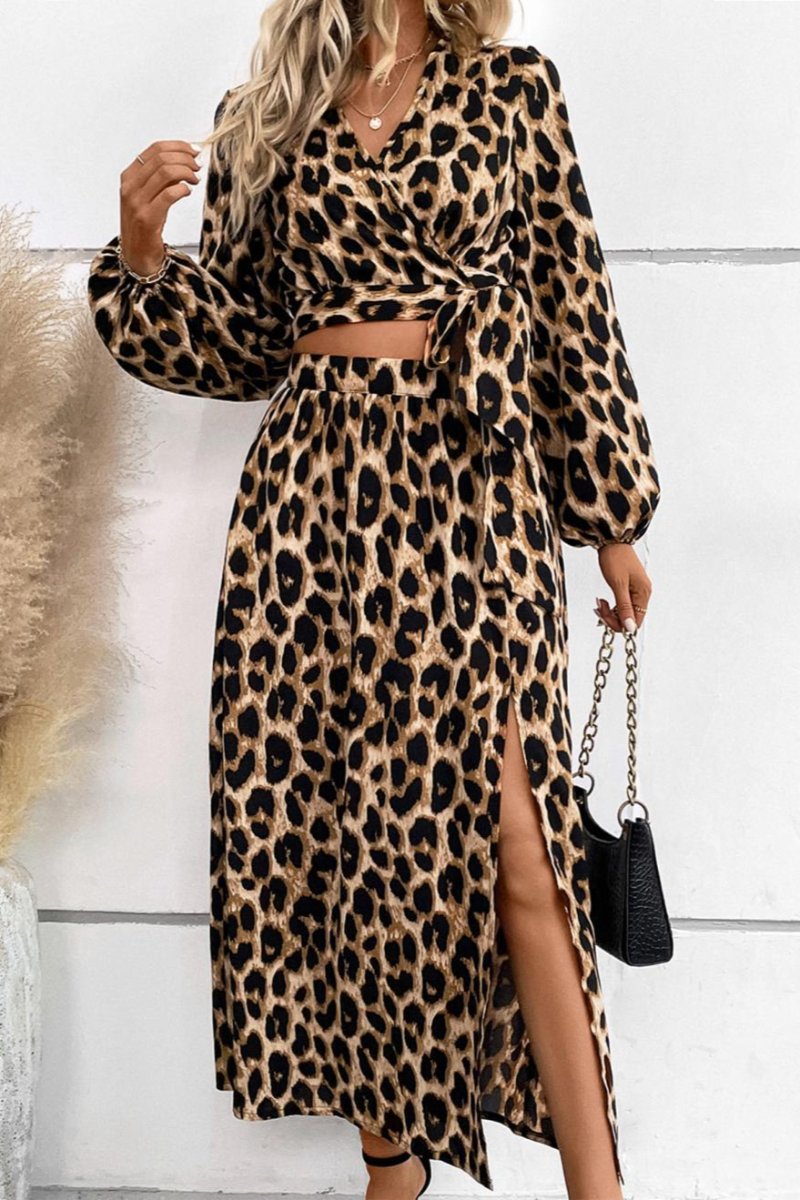 Irina - Leopard Wrap Dress With A Stylish Front Slit