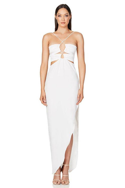 Hanna - Crisscross Halter Satin Gown