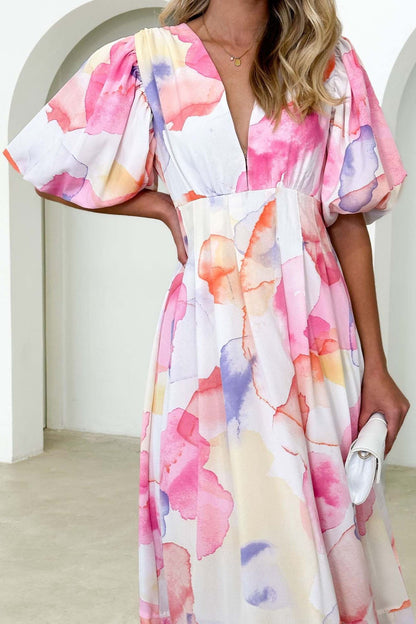 Lotte - Pastel Abstract Midi Dress