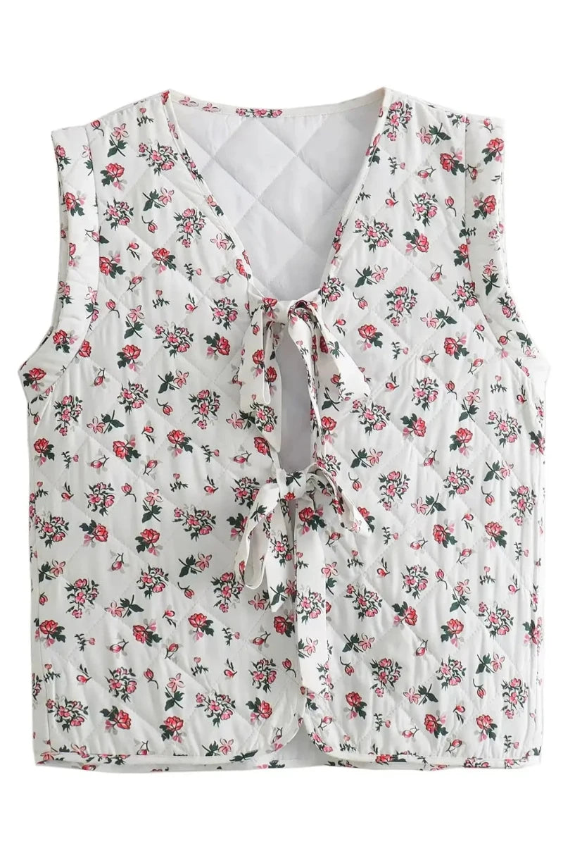 Sofia - Floral Tie-Front Sleeveless Vest