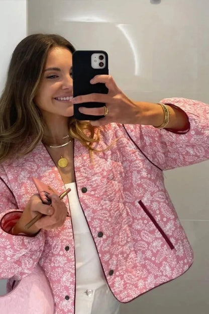 Clarinha - Quilted Floral Pink Jacket