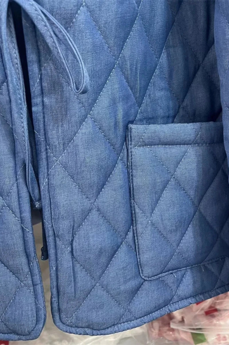 Margot - Ruffled Quilted Denim Jacket