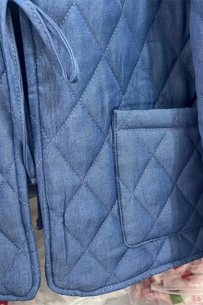 Margot - Ruffled Quilted Denim Jacket