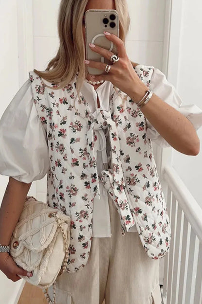 Sofia - Floral Tie-Front Sleeveless Vest