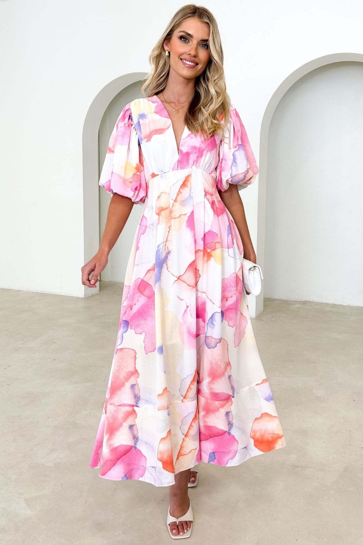 Lotte - Pastel Abstract Midi Dress