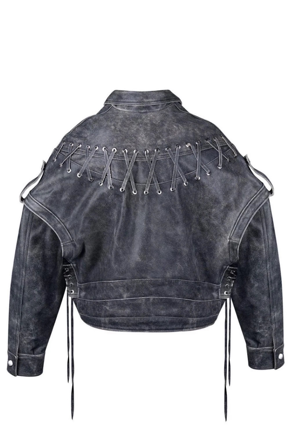 Anca - Distressed Black Leather Jacket