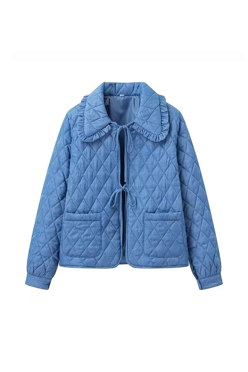 Margot - Ruffled Quilted Denim Jacket