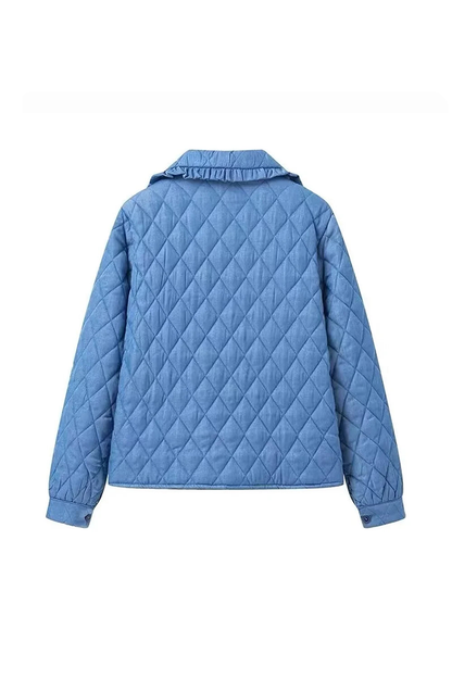 Margot - Ruffled Quilted Denim Jacket