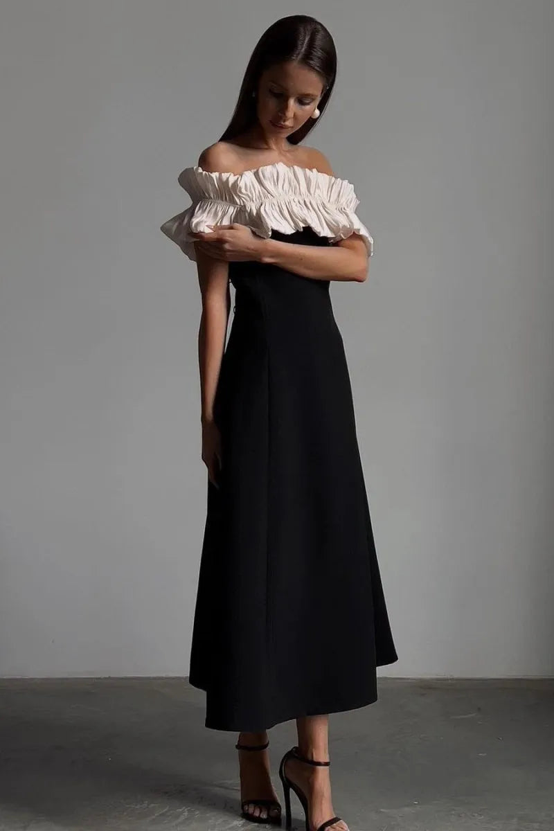 Maaike - Ruffled Off-Shoulder Maxi Dress