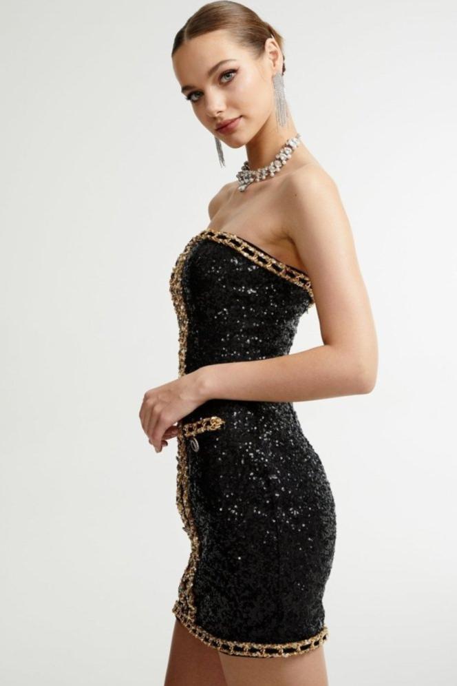 Freya - Embroidered Sequins Strapless