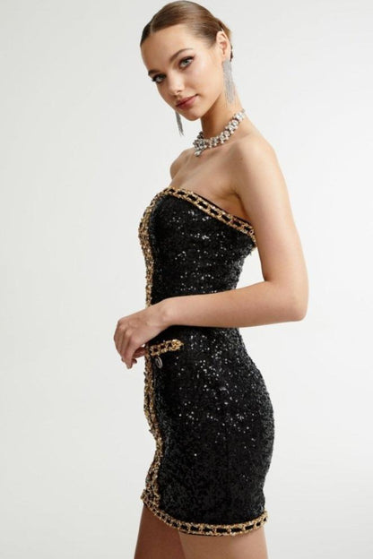 Freya - Embroidered Sequins Strapless