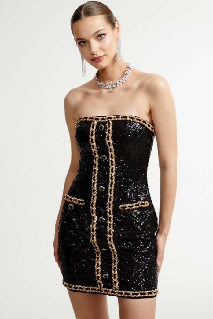 Freya - Embroidered Sequins Strapless