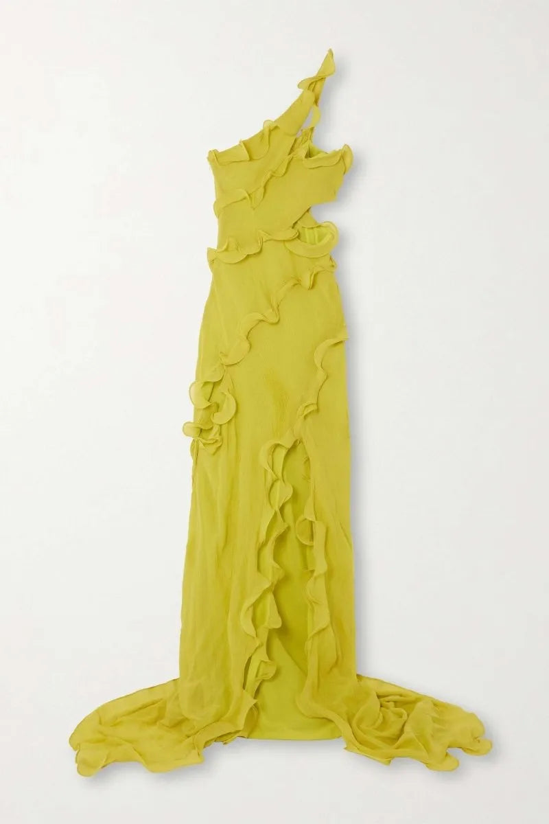 Elora - One Shoulder Ruffle Maxi Dress