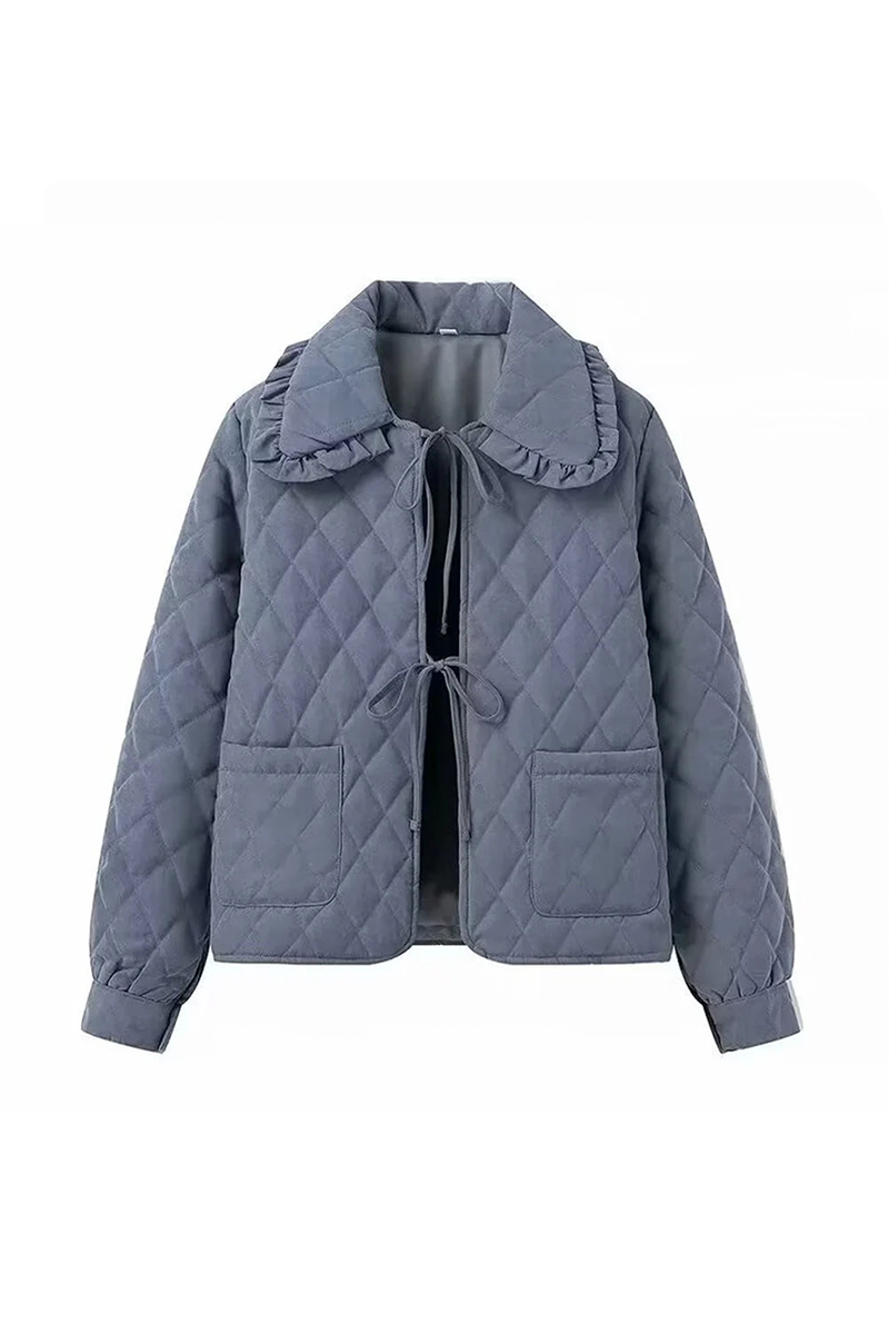 Margot - Ruffled Quilted Denim Jacket