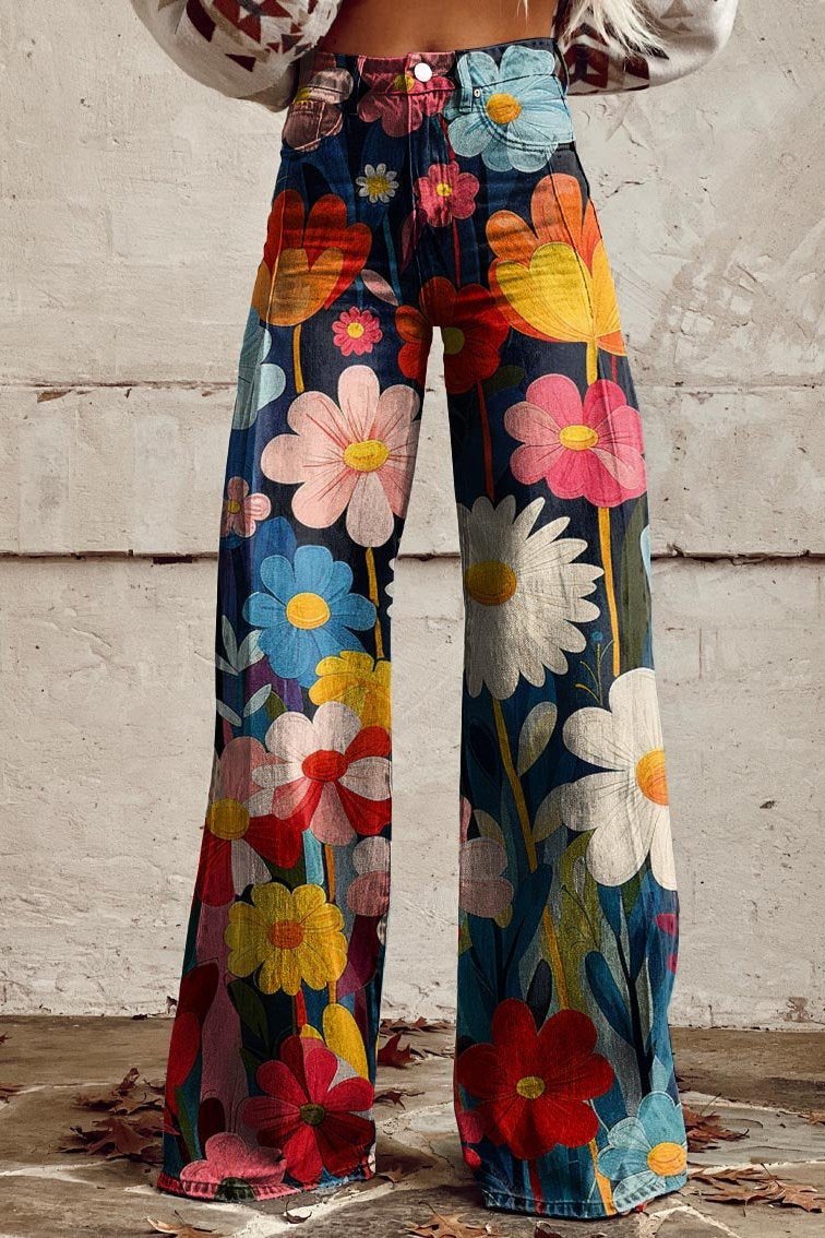 Kiara - Floral Prints Wide-Leg Pants