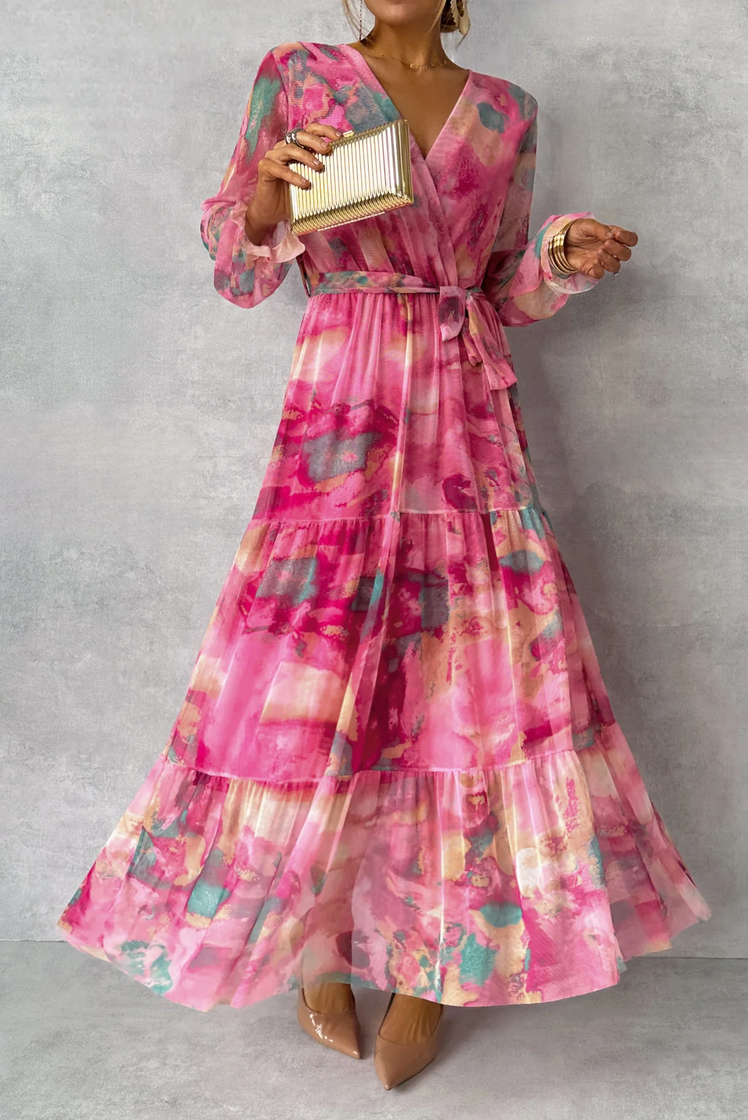 Olga - Watercolor Print Maxi Dress