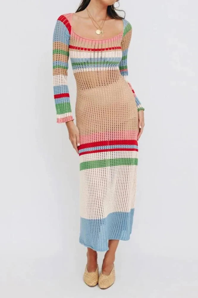 Belinda - Crochet Strip Maxi Dress