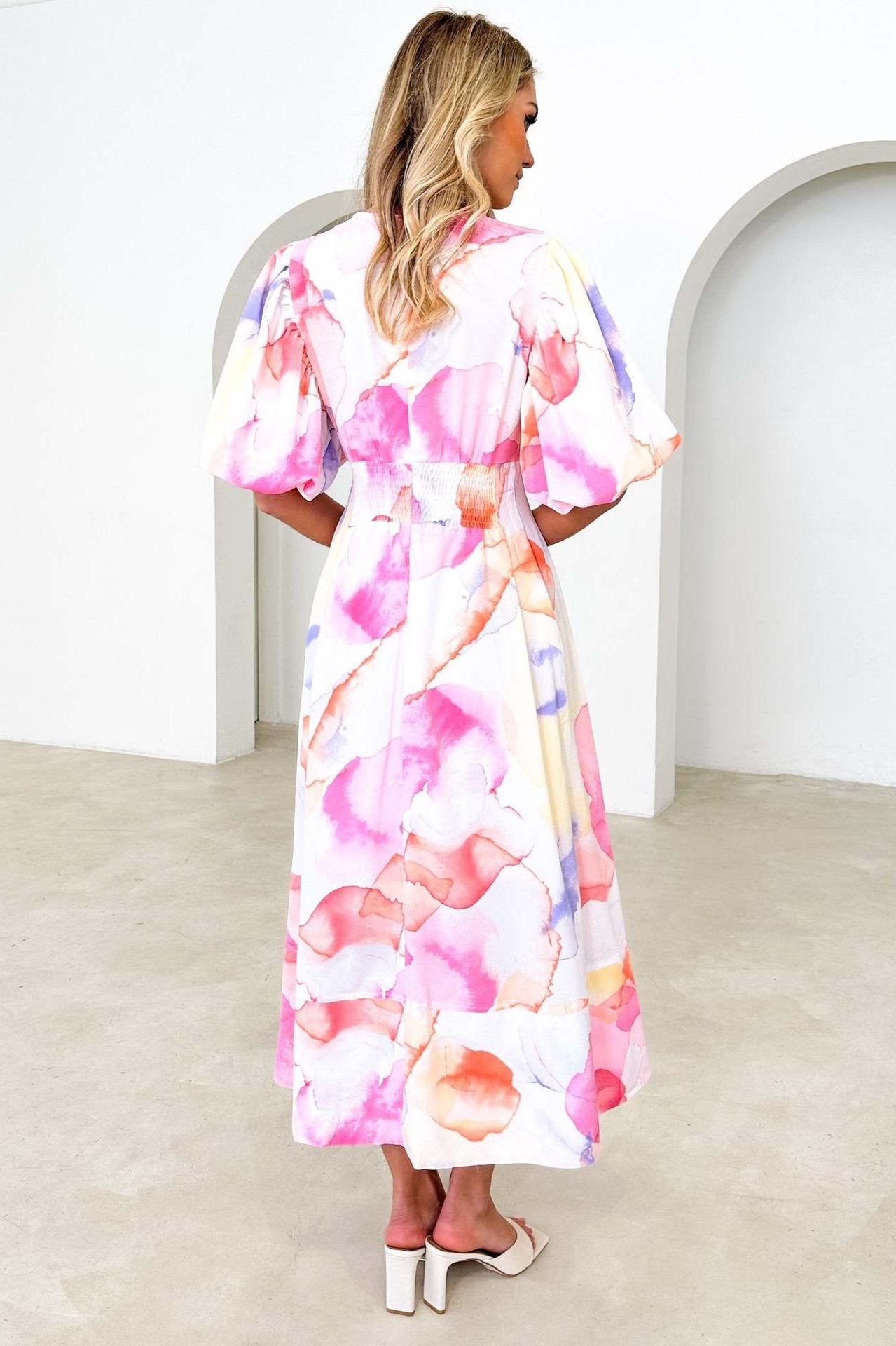 Lotte - Pastel Abstract Midi Dress