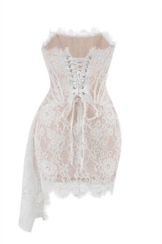 Venia - Strapless Lace Corset - White